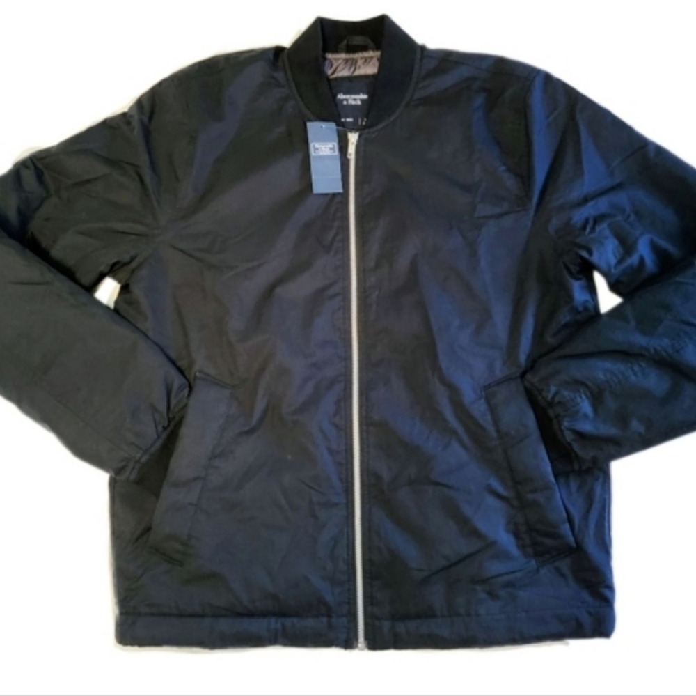 Abercrombie and Fitch Medium Men's Nylon-Blend Bomber Style Jacket (Navy…